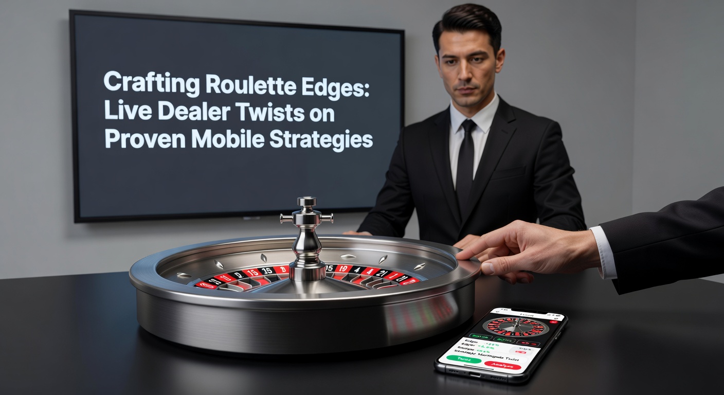 Ein dynamisches Live-Roulette-Spiel mit Dealer und Spielern an mobilen Geräten, das die Verbindung von Mobile-Strategien und Live-Action zeigt